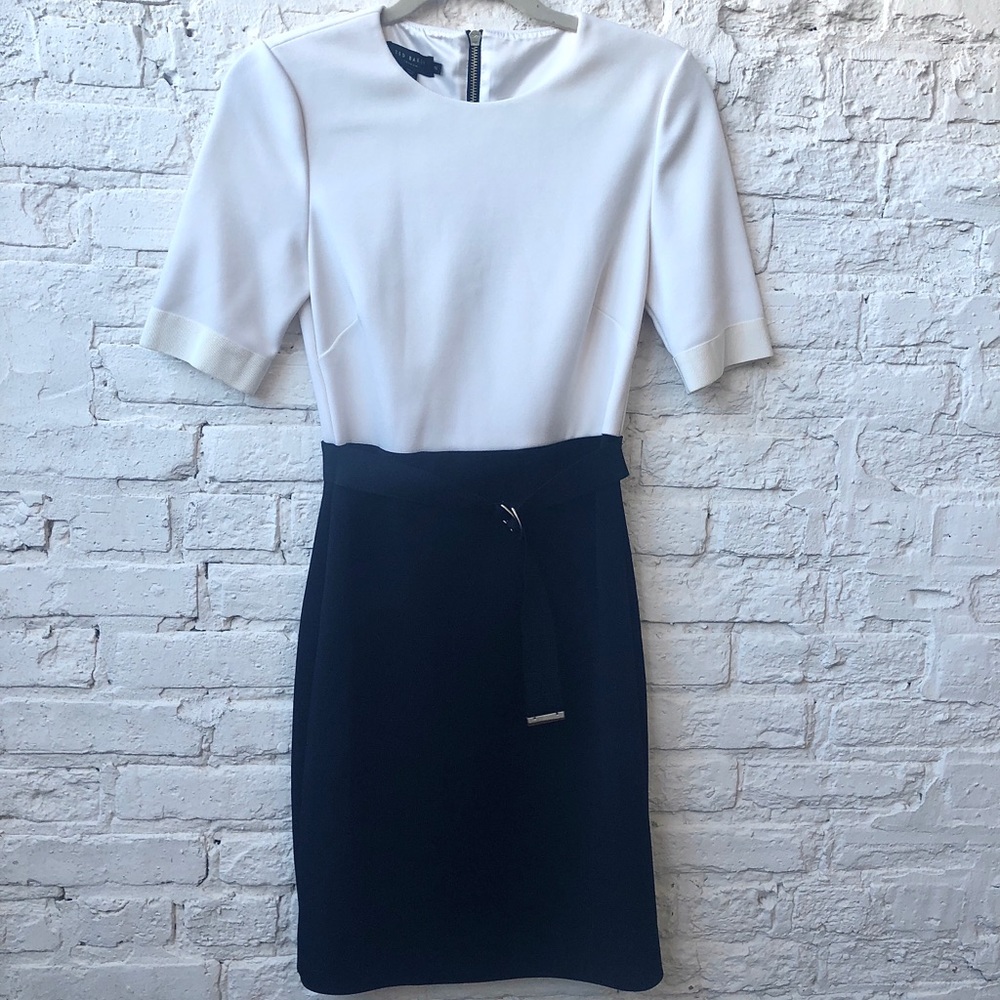 TED BAKER Belted Bodycon Dress Sz 2 SMALL
